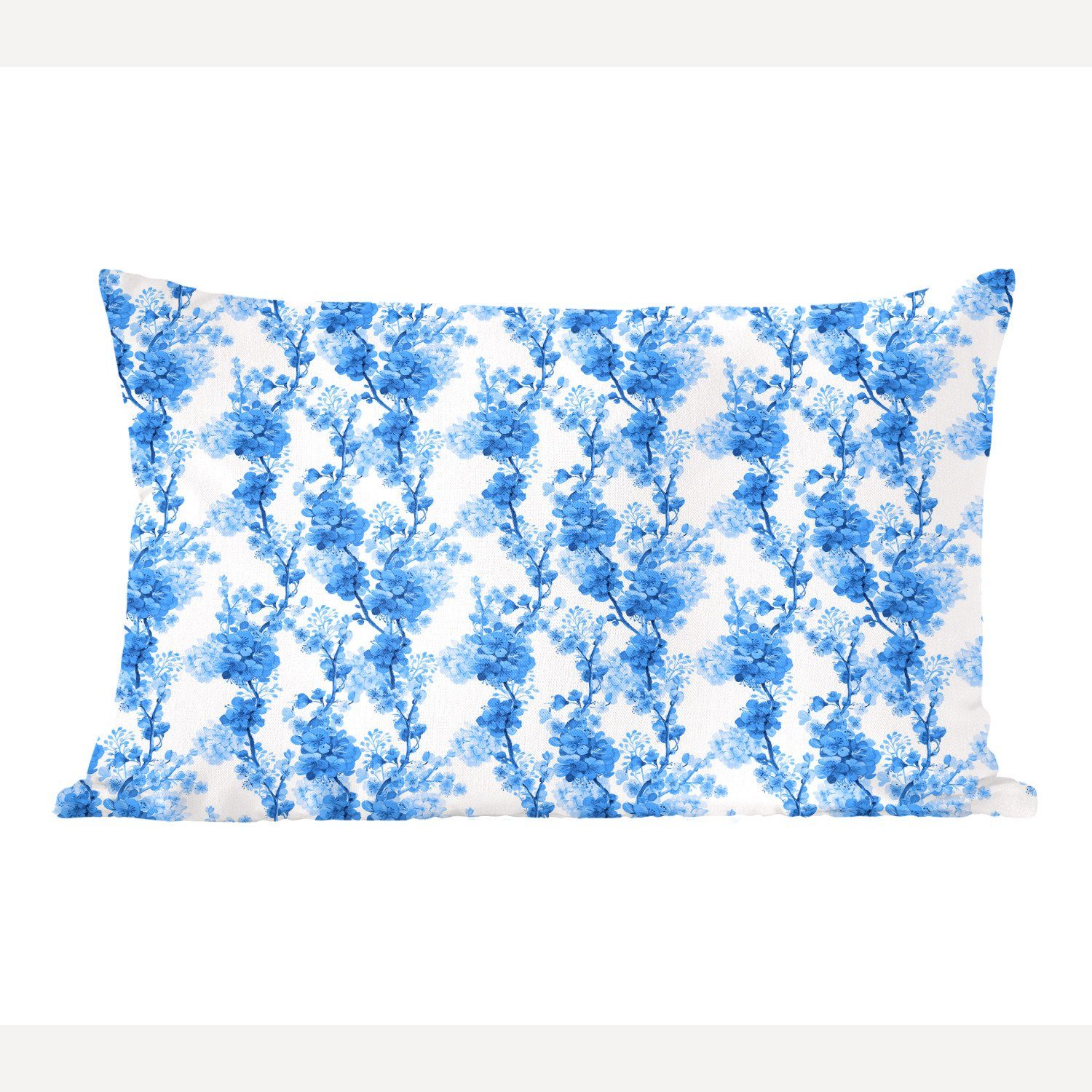 Schlafzimmer Blau Blumen - Zierkissen, Blüte - mit MuchoWow Dekokissen Dekoration, Wohzimmer Dekokissen Collage, Füllung, -