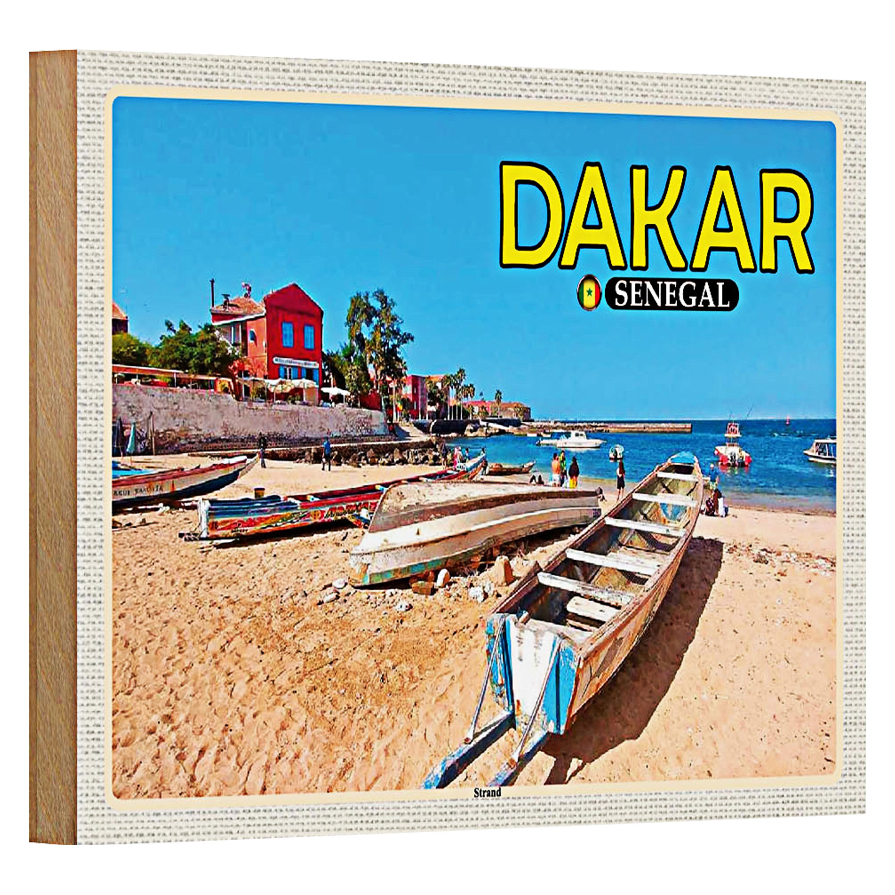 Roomando Holzbild Reise 18x12cm Dakar Senegal Strand Meer Urlaub