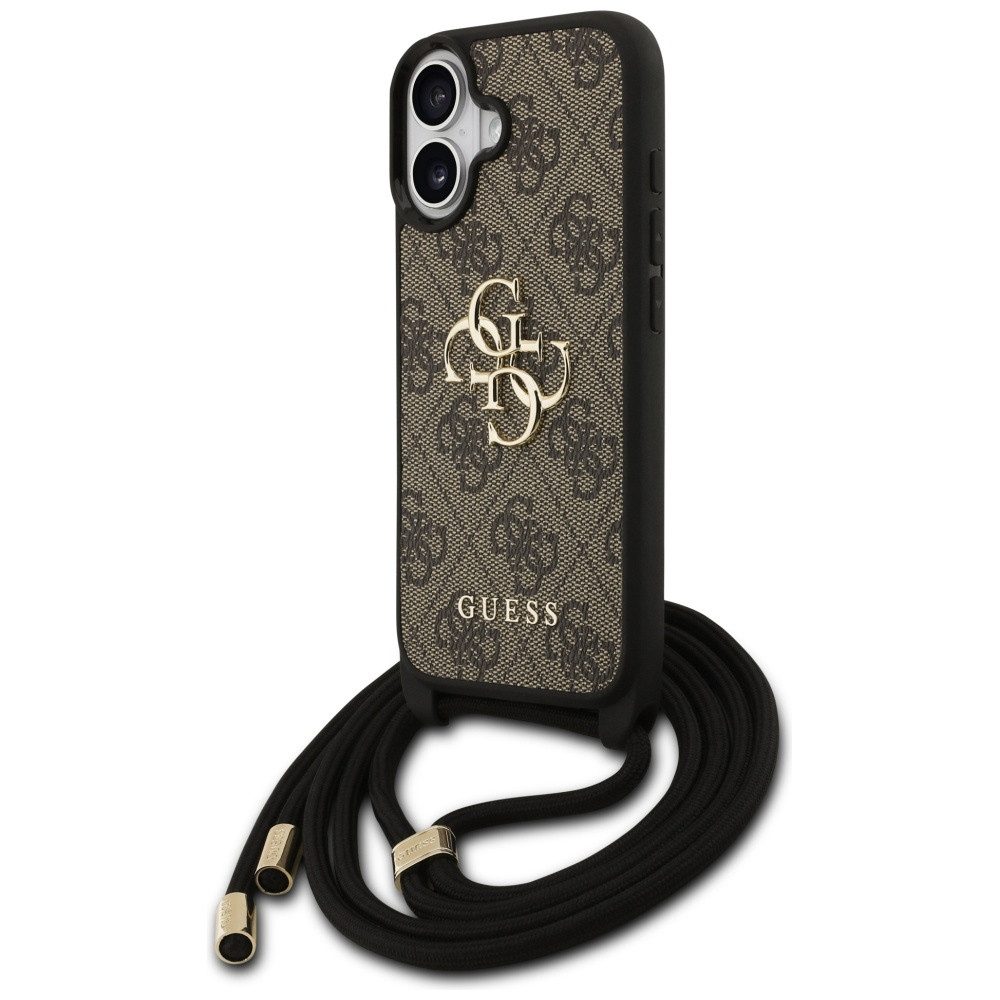 Guess Handyhülle Crossbody Handykette Schutzhülle, Crossbody-Band, Guess Monogram, goldfarbenes Logo
