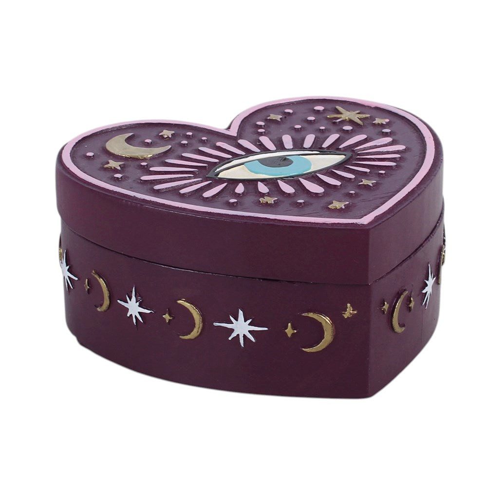 Something Different Dekoschale Sacred Sight Herz-Schmuckdose mit Augenmotiv Vintage Witchy Deko (Einzelartikel), Sacred Sight Herz-Schmuckdose mit Augenmotiv Vintage Witchy Deko