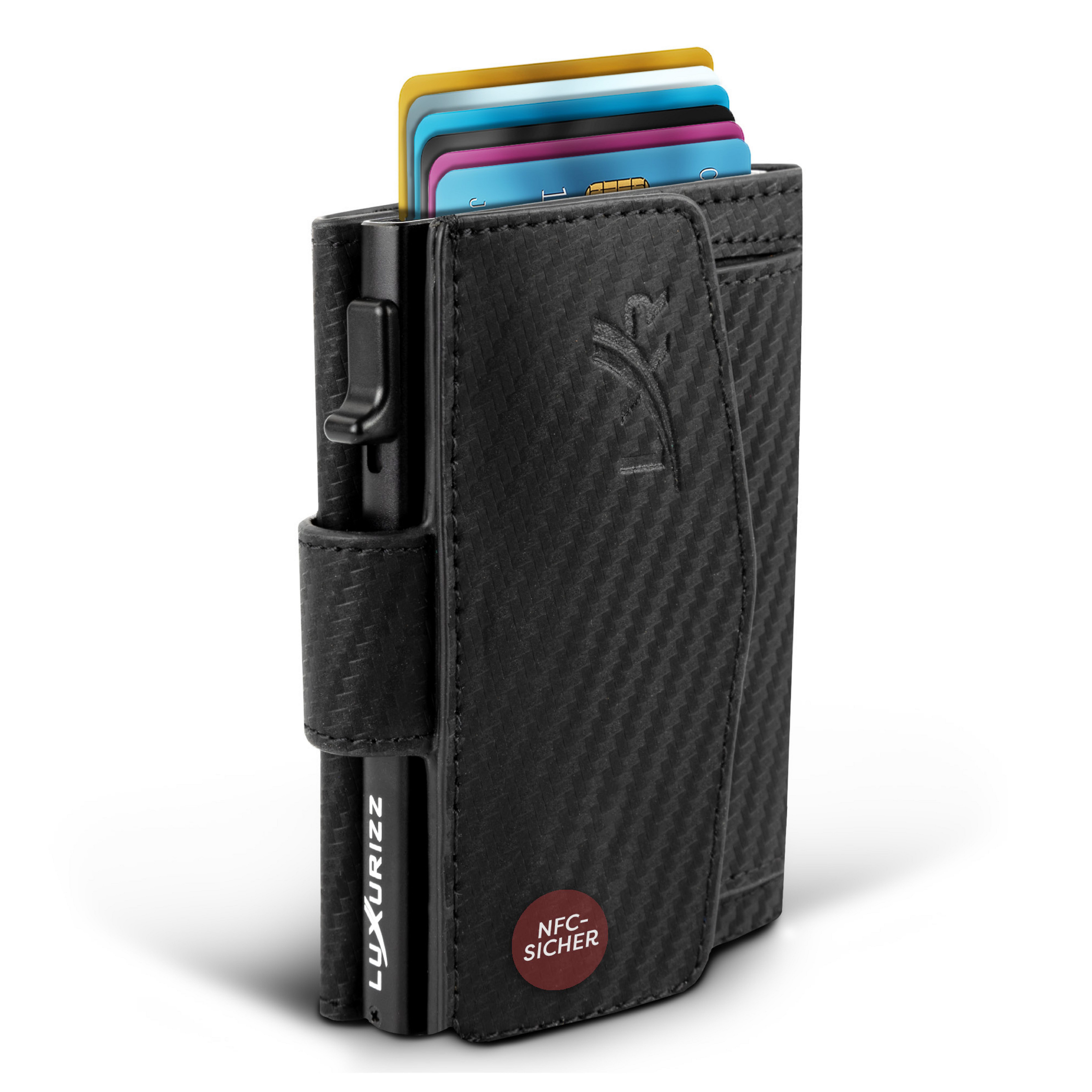 Luxurizz Mini Geldbörse Slim Wallet Echtleder mit Münzfach