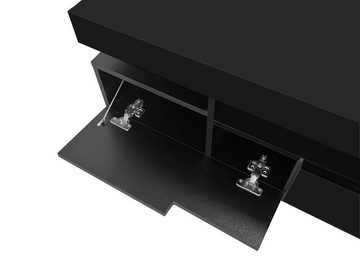 Merax Lowboard Fernsehtisch, mit Schublade und Klapptüren, TV-Schrank mit LED