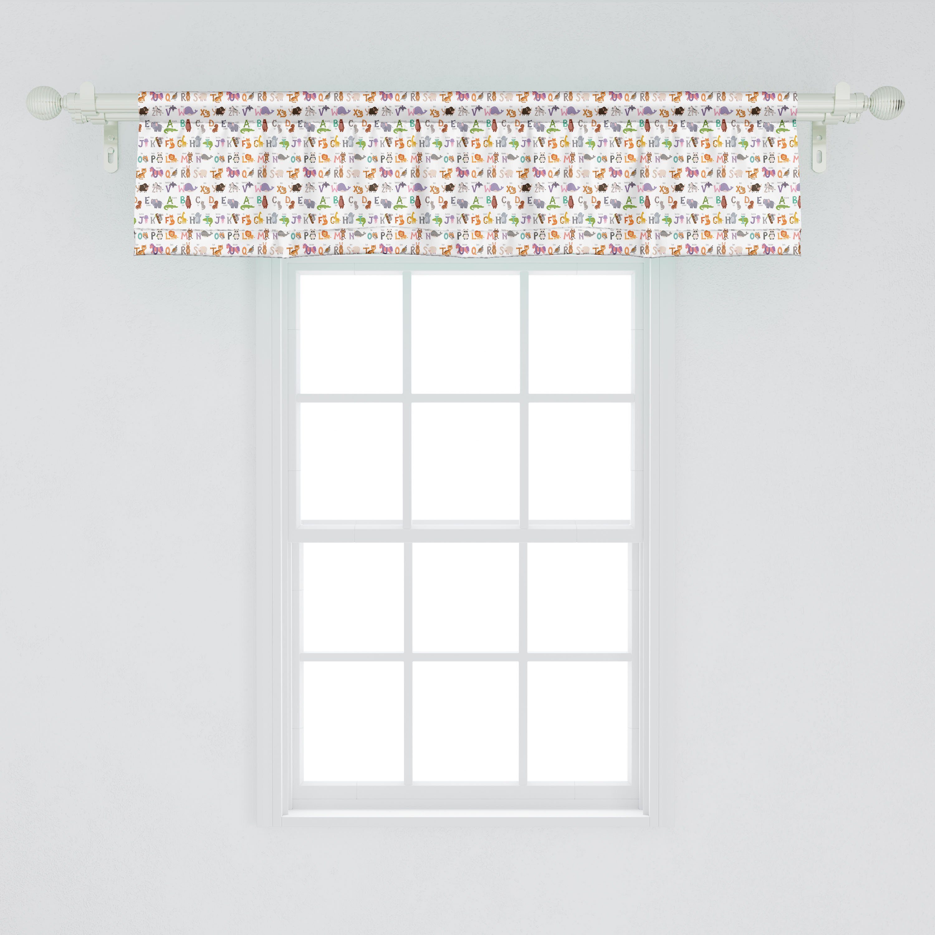 Scheibengardine Vorhang Volant mit Letters Microfaser, Schlafzimmer Stangentasche, Küche Dekor und Tiere Abakuhaus, für First Alphabet
