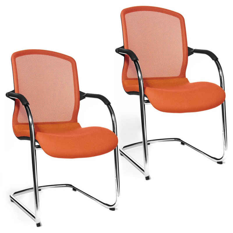 TOPSTAR Besucherstuhl 2 Besucherstühle Freischwinger Open Chair 100 - orange
