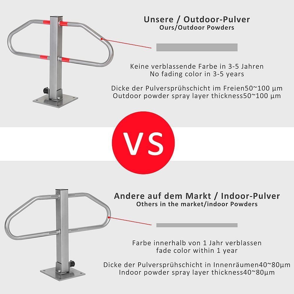 Feel2Home Absperrpfosten Parkplatzbügel Parkpfosten Sperrpfosten Abschließbar Grün Silber (Stück, inkl. Schlüssel), Pulverbeschichtet