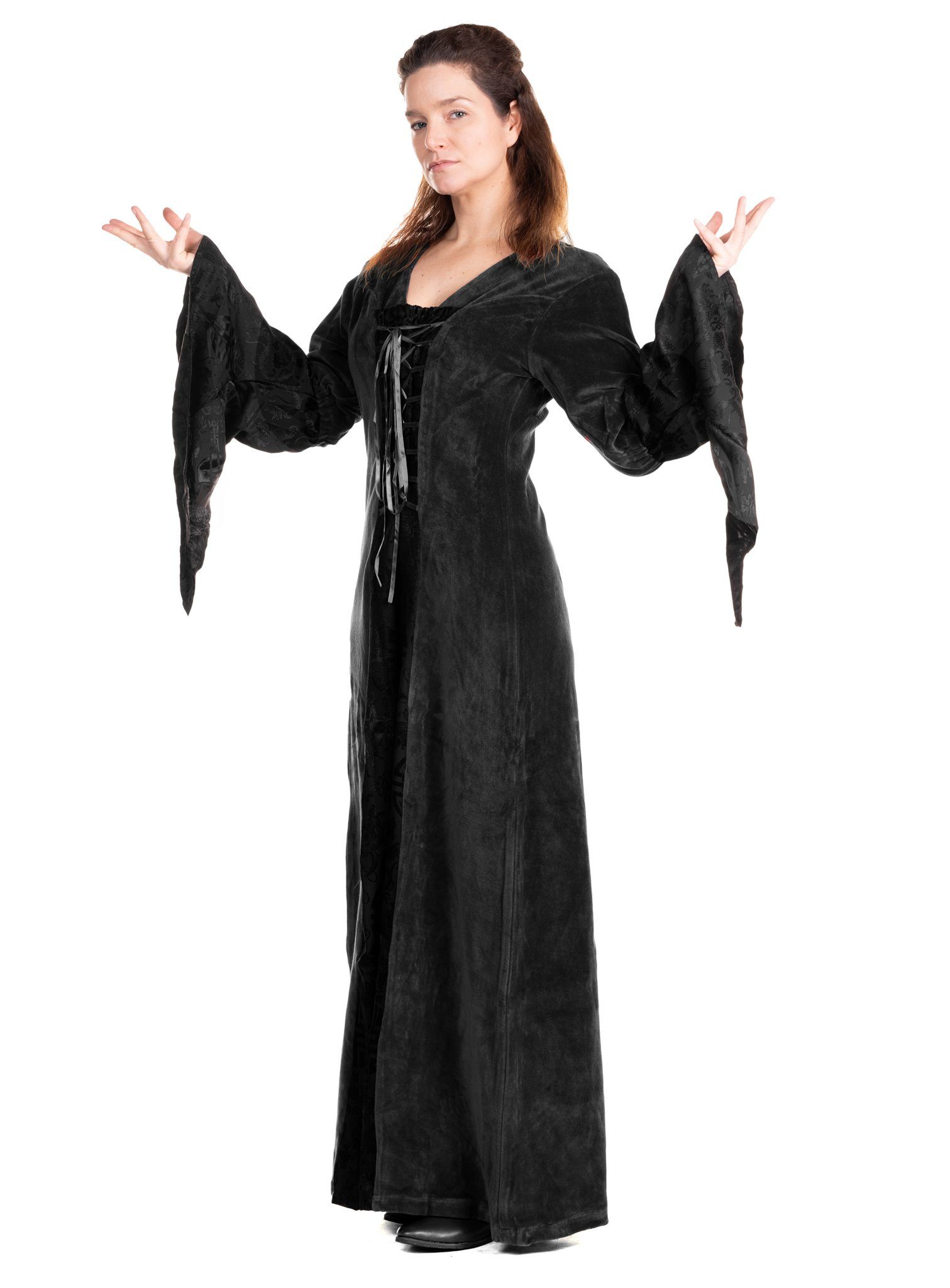 Metamorph Hexen-Kostüm Magierin Samtkleid schwarz, Hochwertige und authentische Mittelalterkleidung zu unschlagbar günst