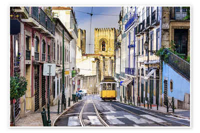 Posterlounge Poster Editors Choice, Tram vor der Catedral Sé Patriarcal, Lissabon, Fotografie