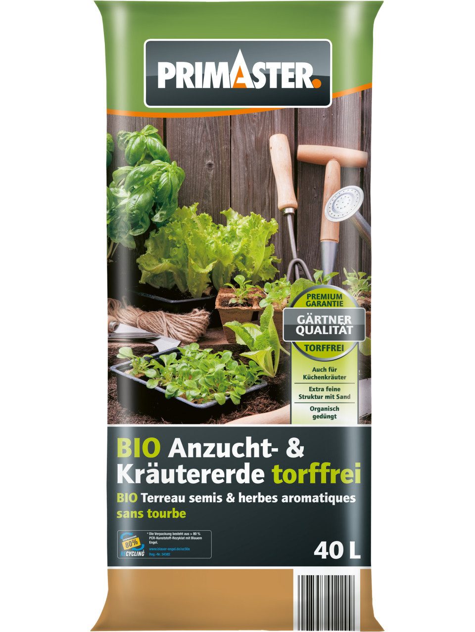Primaster Spezialerde Primaster Bio Kräuter- & Anzucht Erde torffrei 40, Torffrei