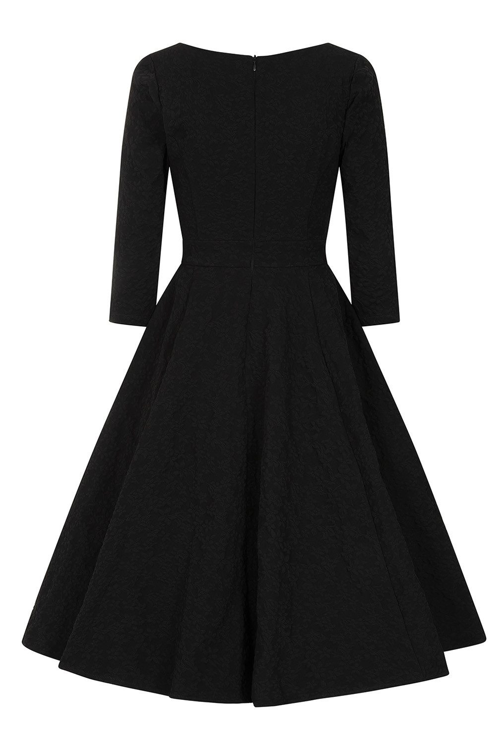Hearts & Roses London A-Linien-Kleid Piper Black Floral Blumen Vintage Retro 50er