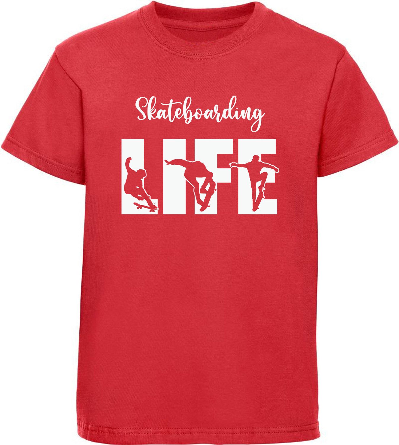 T-Shirt Kinder Print Shirt Skateboarder mit Skateboarding Life Schriftzug