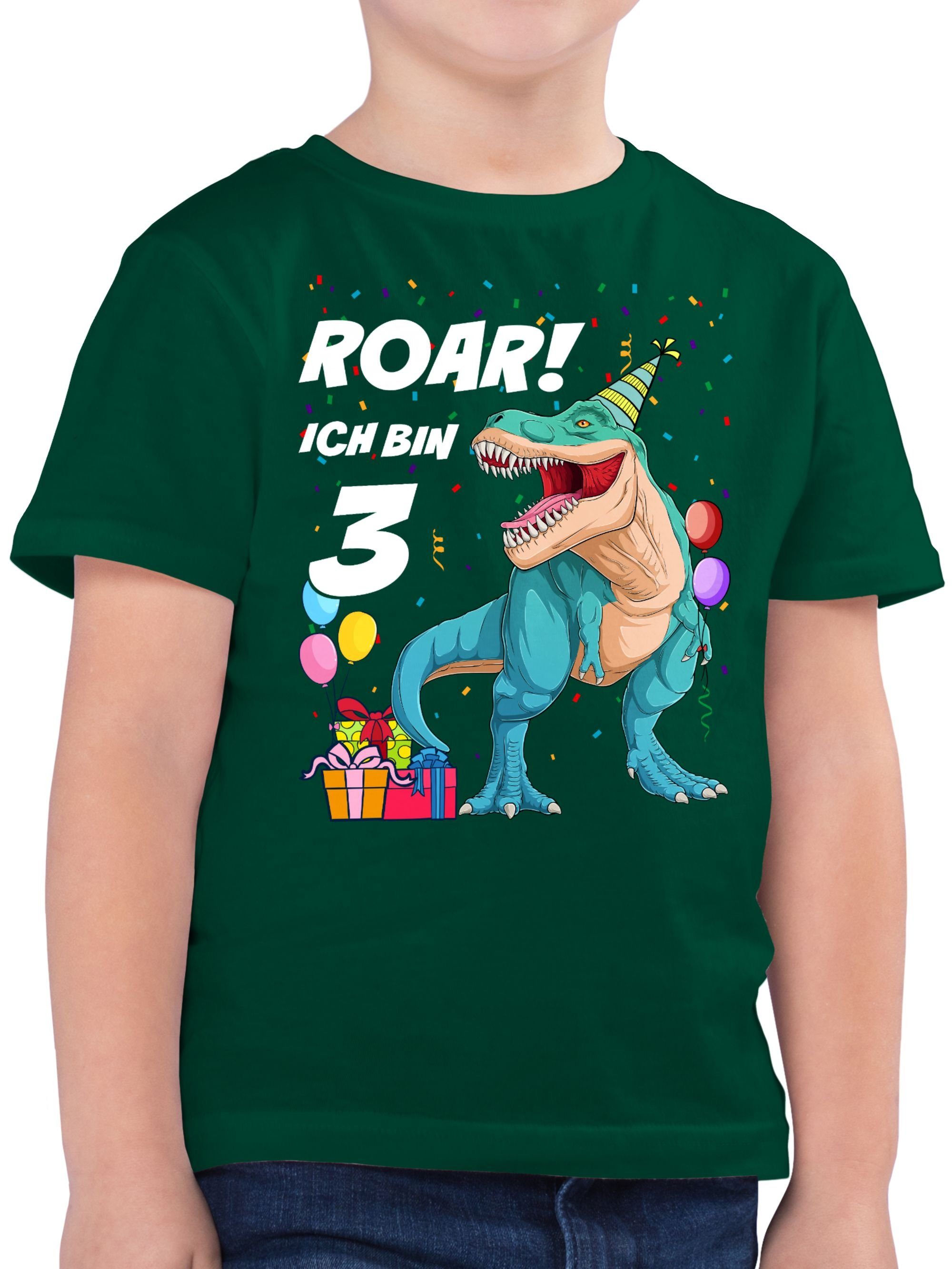 bin T-Shirt Dino 3 T-Rex Tannengrün Jahre Geburtstag 3. Dinosaurier Ich 01 Shirtracer -