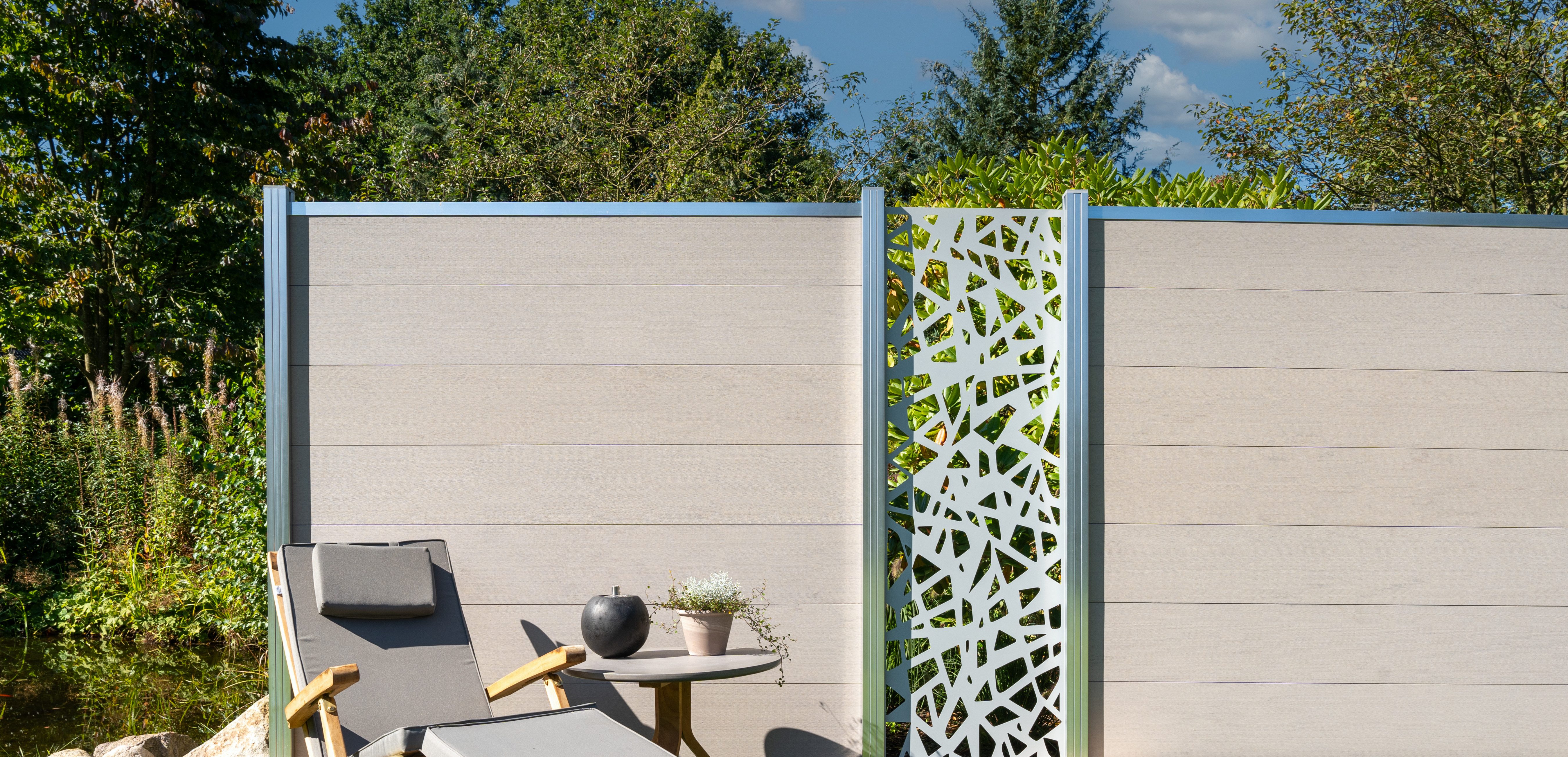 GartenLand Zaun Ameland WPC ca. 180x180 cm, (Set, Ohne Pfosten, Ohne Abschlussprofil), Sand- Multicolor