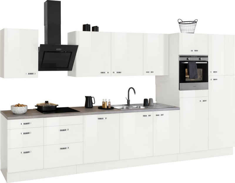 OPTIFIT Küchenzeile »Cara«, 400 cm breit, Elektrogeräte der Marke HANSEATIC, Soft-Close-Funktion