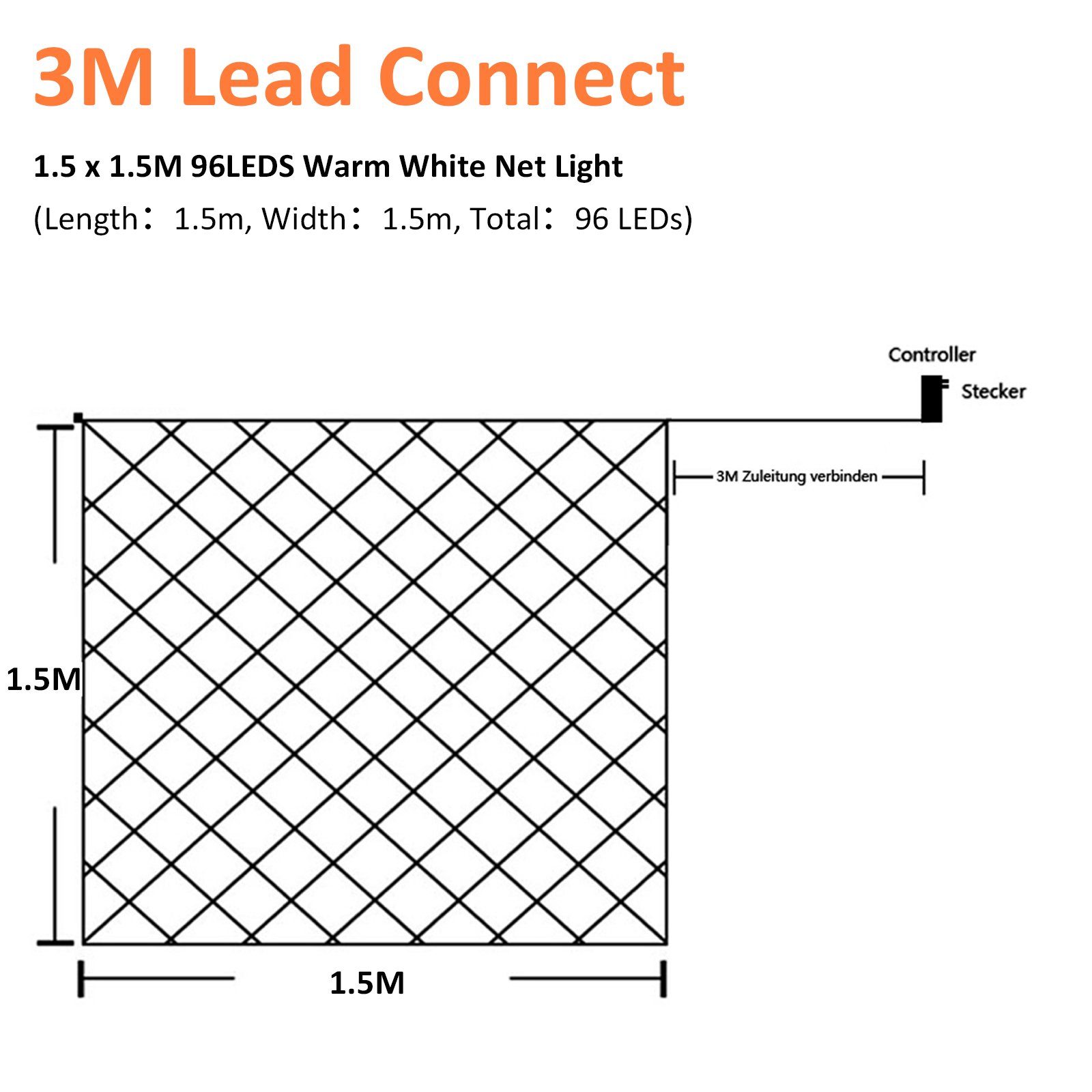 Clanmacy LED-Lichternetz LED Lichternetz Lichterkette Deko Lichtervorhang günstig online kaufen