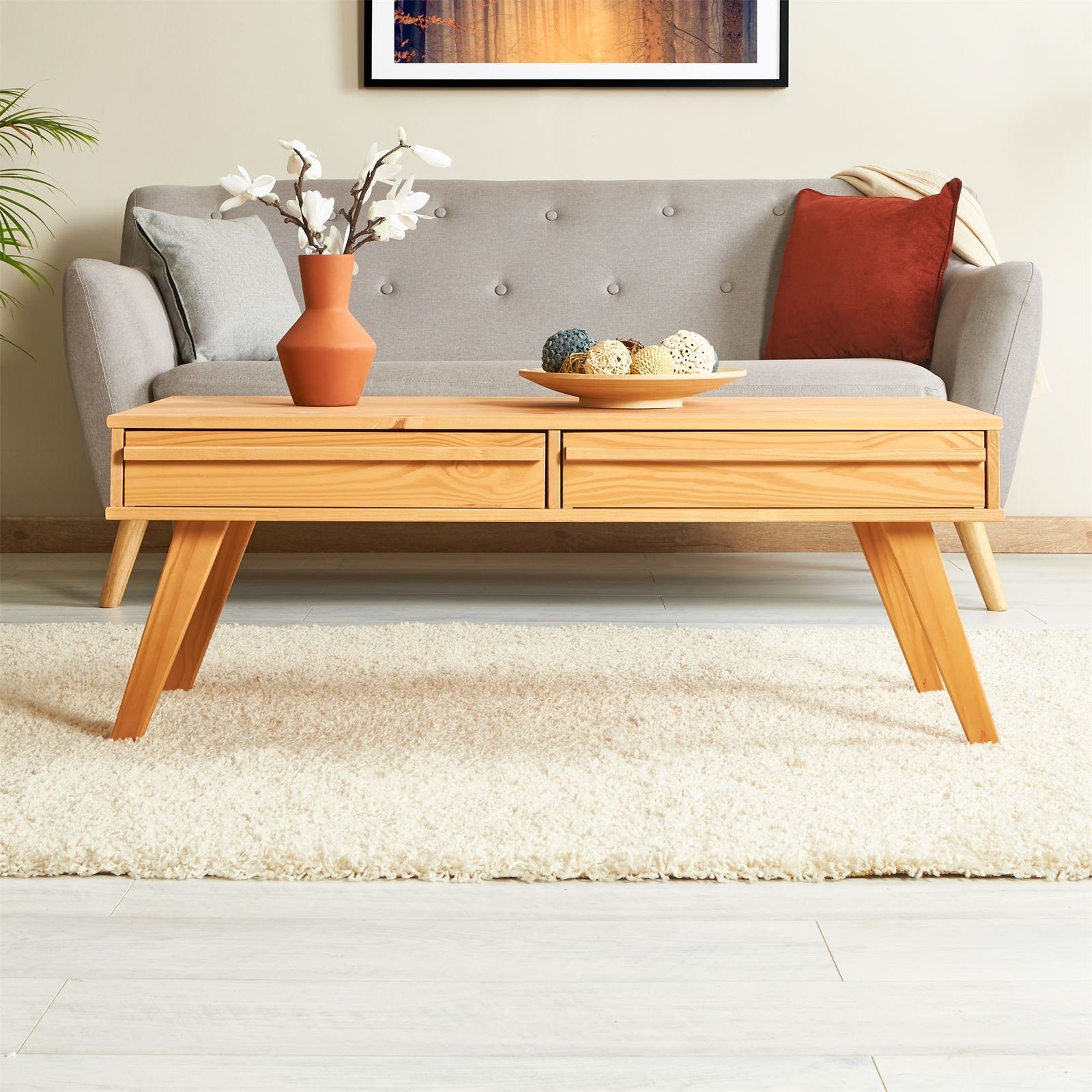 IDIMEX Couchtisch JONA, Couchtisch Beistell Sofa Tisch 2 Schubladen Kiefer günstig online kaufen