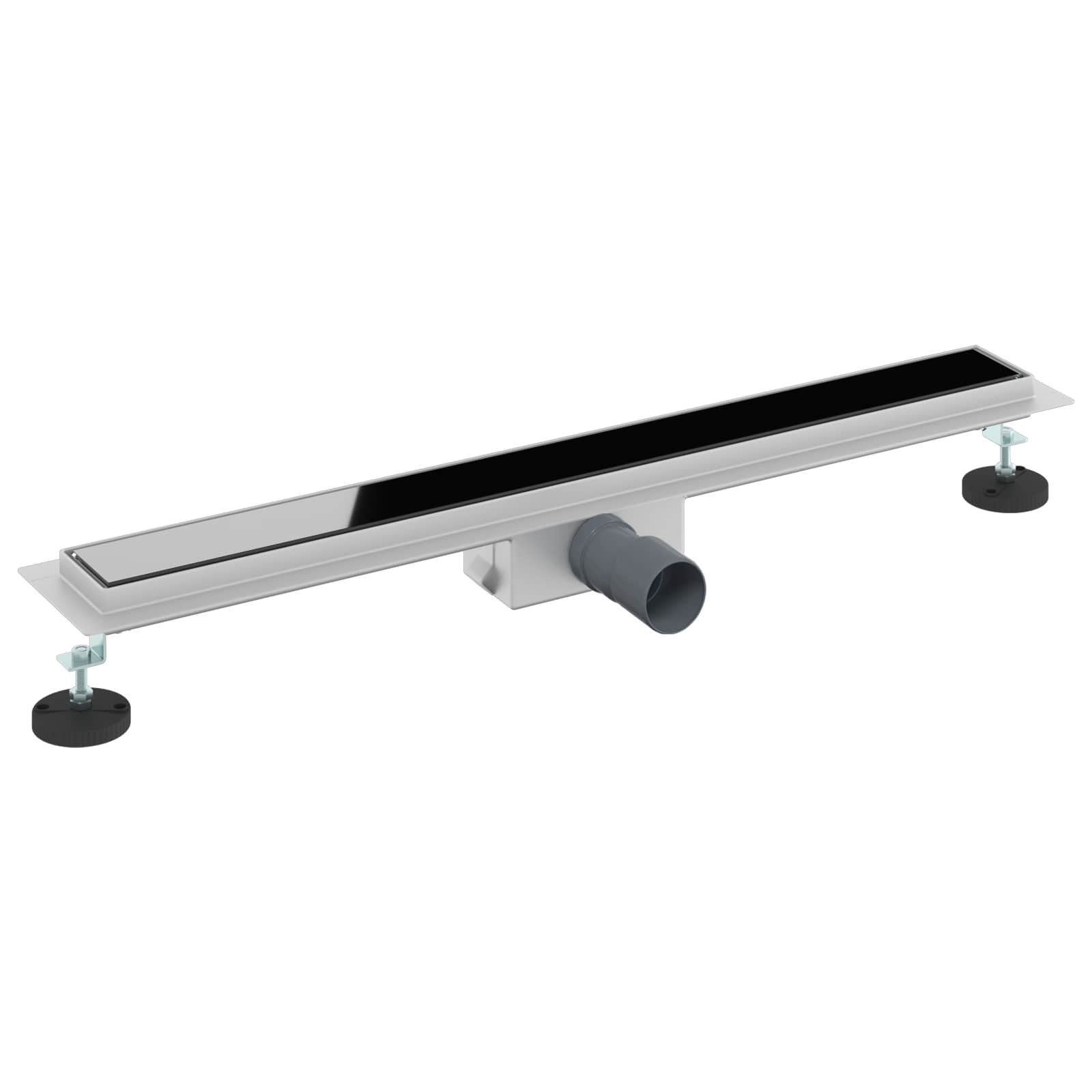 vidaXL Duschrinne Duschabfluss mit Glasabdeckung Schwarz 80 cm Edelstahl 304, 1-St.