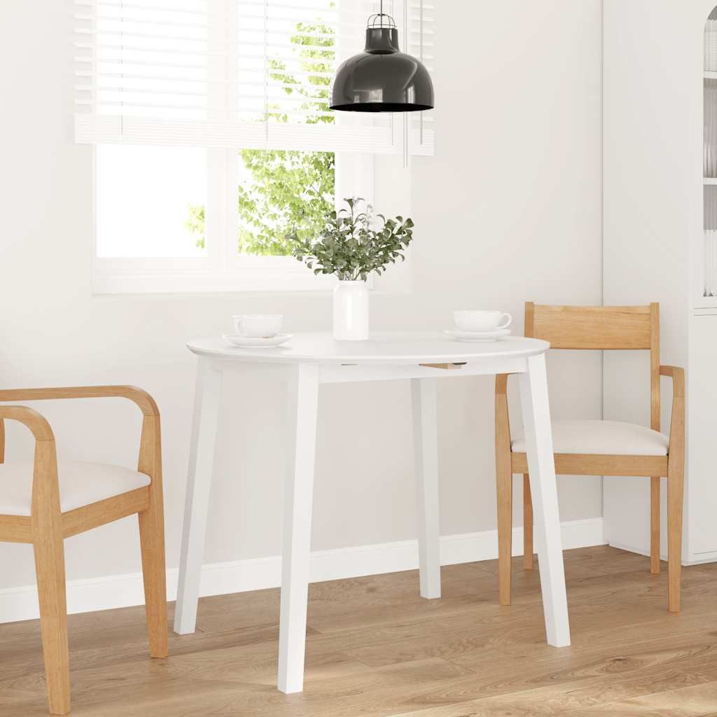 vidaXL Esstisch Esstisch Weiß Massivholz Gummibaumholz (1-St)
