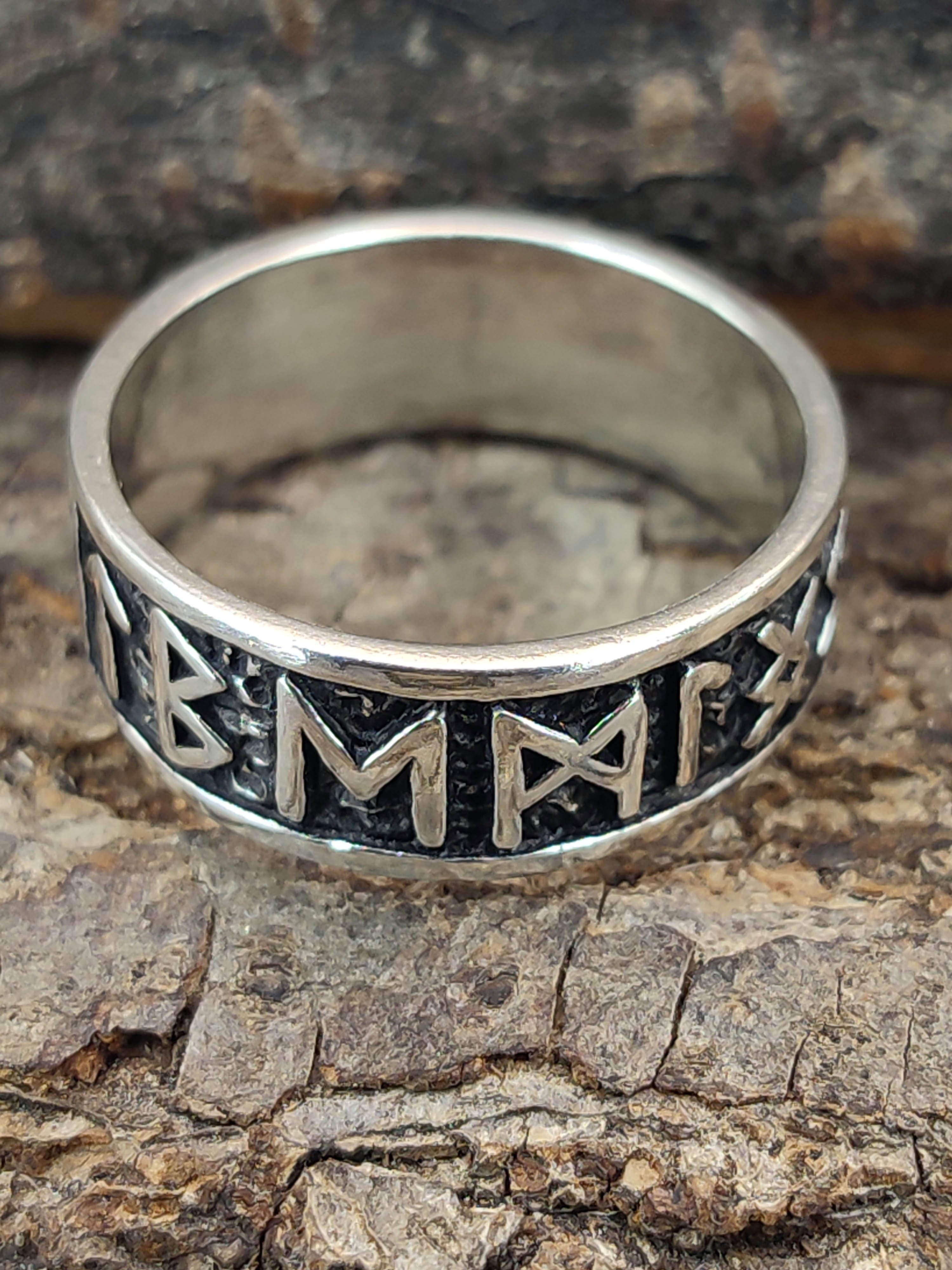 Silberring Runenring Futhark of 50-80 Alphabet Kiss Gr. Leather Runen Fingerring Ring