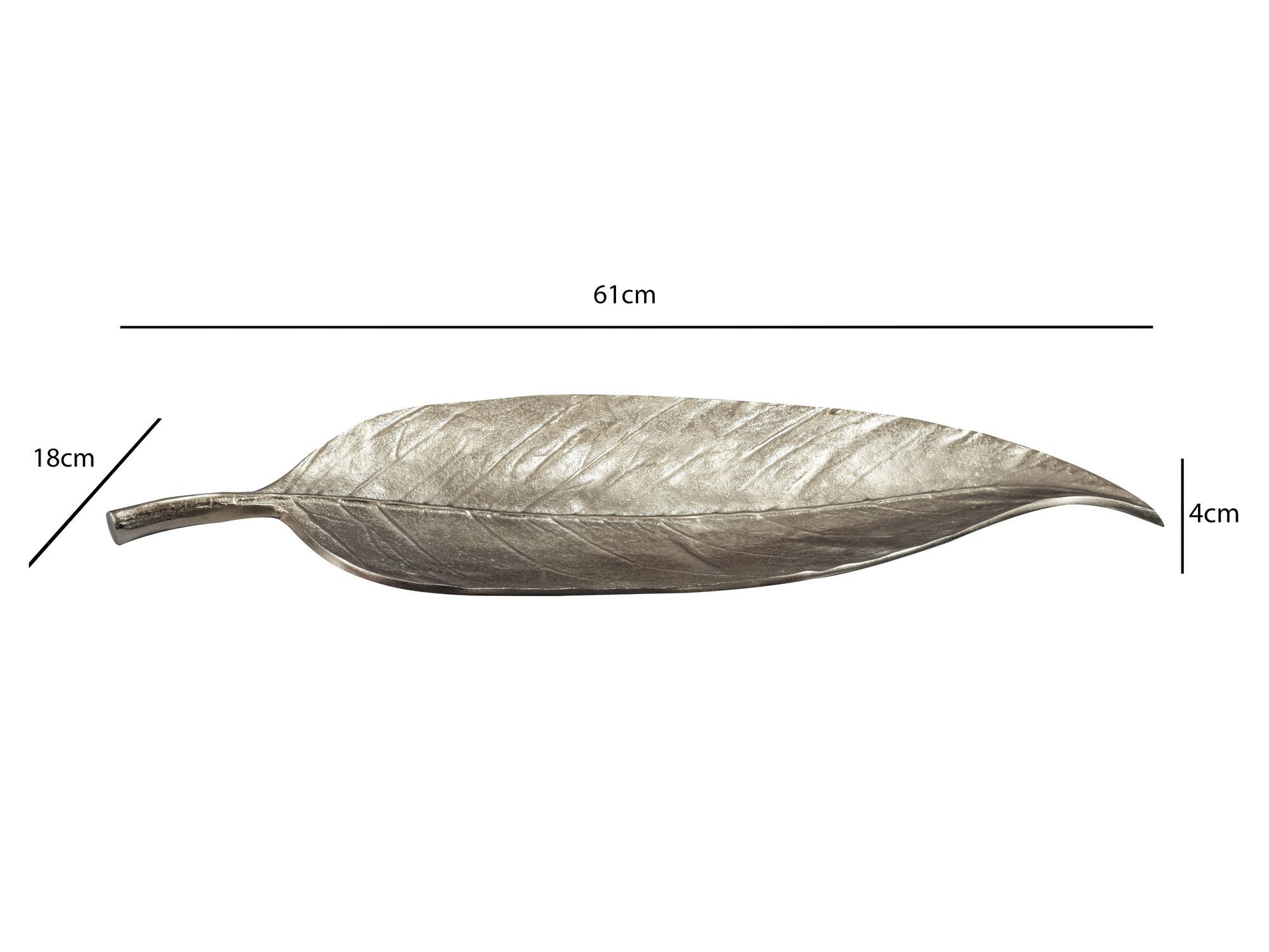 FINEBUY Dekoschale FB77645 Tischdeko 60cm Silber Aluminium Wohnaccessoire Metallschale (Längliches Wohnaccessoire aus leichtem Aluminium), Dekoratives Aluminium – Bild 3 von 5
