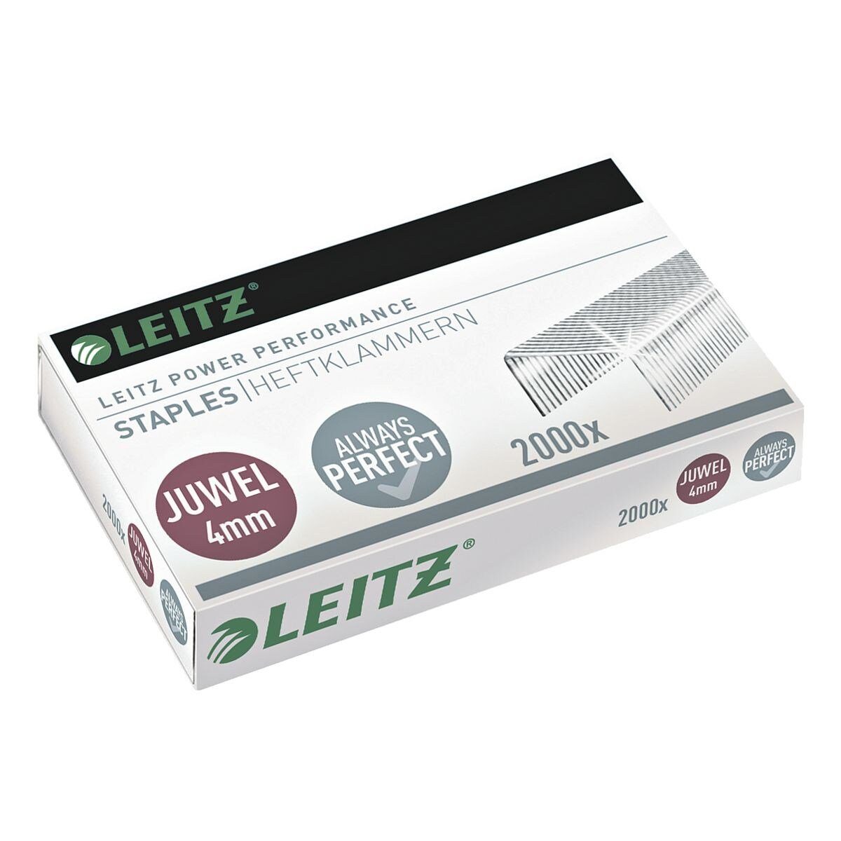 LEITZ Heftklammer Juwel 4 mm, für Heftzange, 2.000 Stück/Pack, Heftleistung 12 Blatt