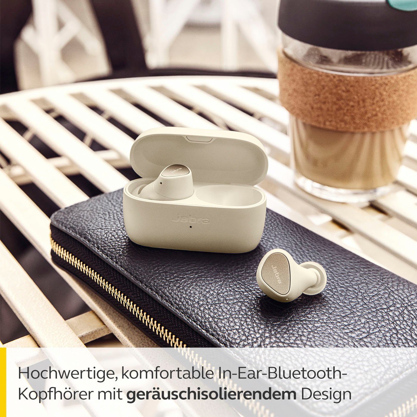 Jabra Elite 3 In-Ear-Kopfhörer gold-beige Siri, Google (Geräuschisolierung, Assistant, Alexa, Bluetooth)