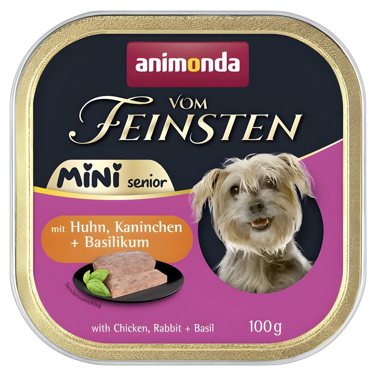 Animonda vom Feinsten Mini Senior mit Huhn, Kaninchen & Basilikum 100 g - 32 St, Nassfutter für: Hund