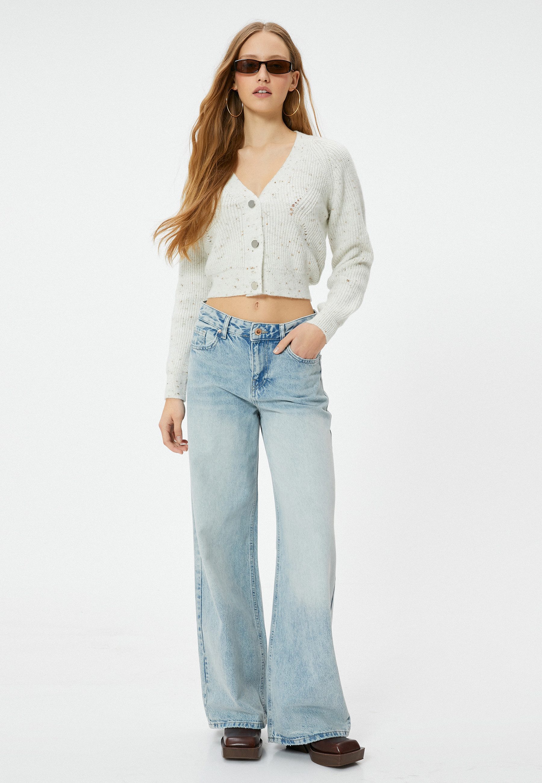 Koton Cardigan V-Kragen Mit Lurex Detail günstig online kaufen