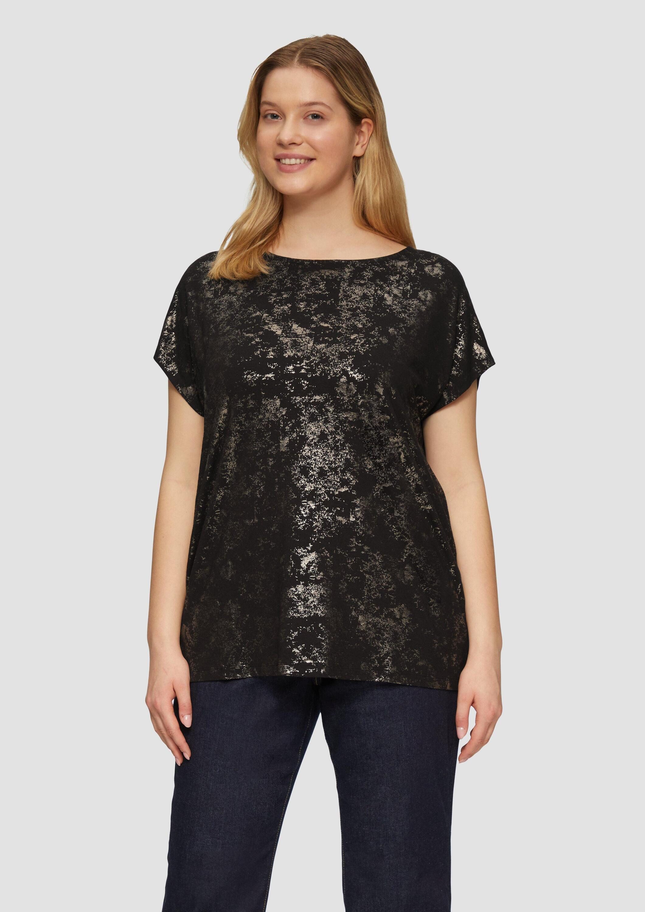 s.Oliver Kurzarmshirt T-Shirt T-Shirt mit Glitzer-Frontprint günstig online kaufen