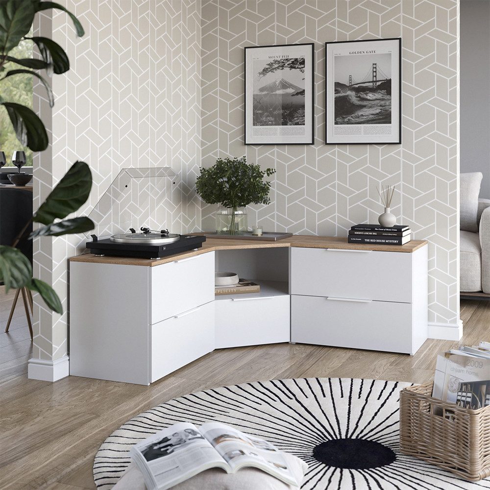 Vicco Wohnwand Wido, Weiß/Sonoma, 3 Teile, (3-St)