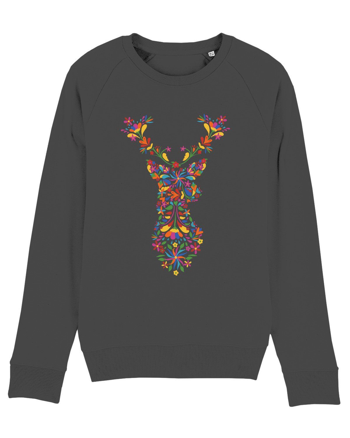 wat? Apparel Sweatshirt Floral Deer (1-tlg) antrazit