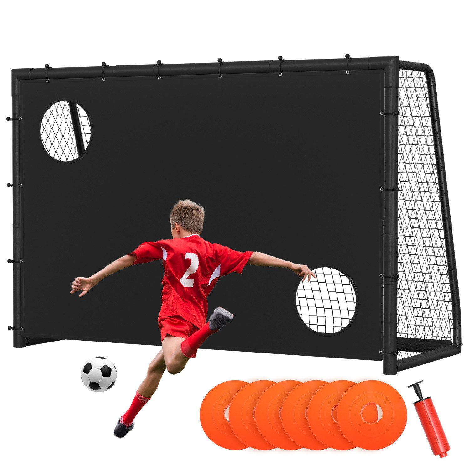 Clanmacy Fußballtor Kinder Fußballtor mit Torwand & Netz 300x200x120cm für Garten & Indoor (1 St)