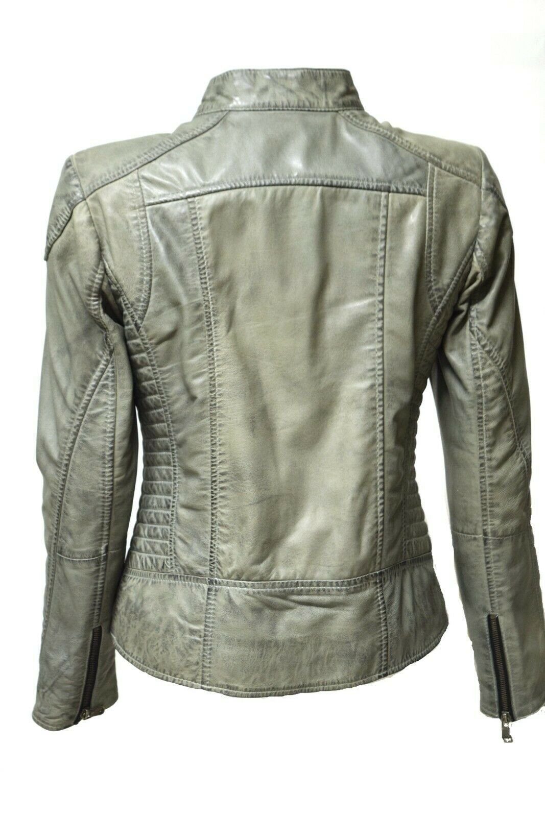 Zimmert Leather Lederjacke Frida washed Lammnappa Leder, Cognac, Schwarz, Braun, Beere, Rot