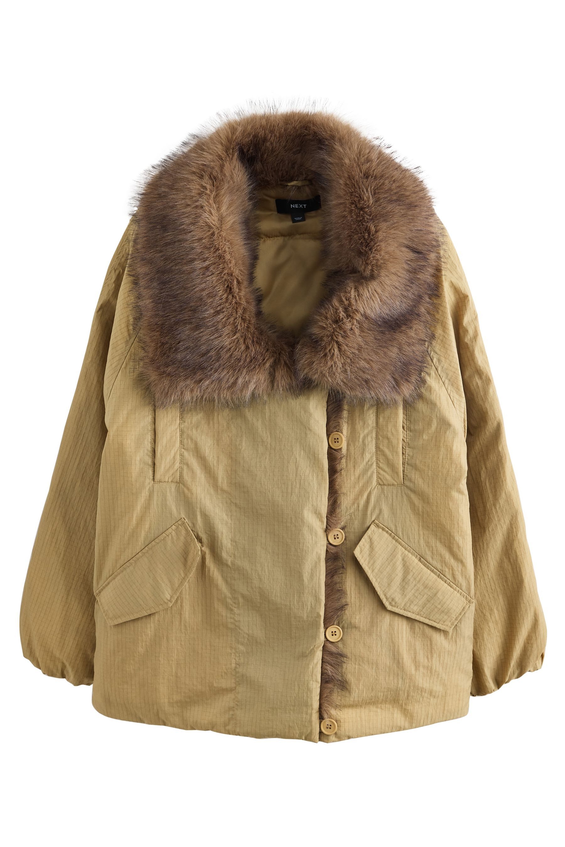 Next Steppmantel Parka-Bomberjacke mit Kunstfellbesatz (1-tlg)