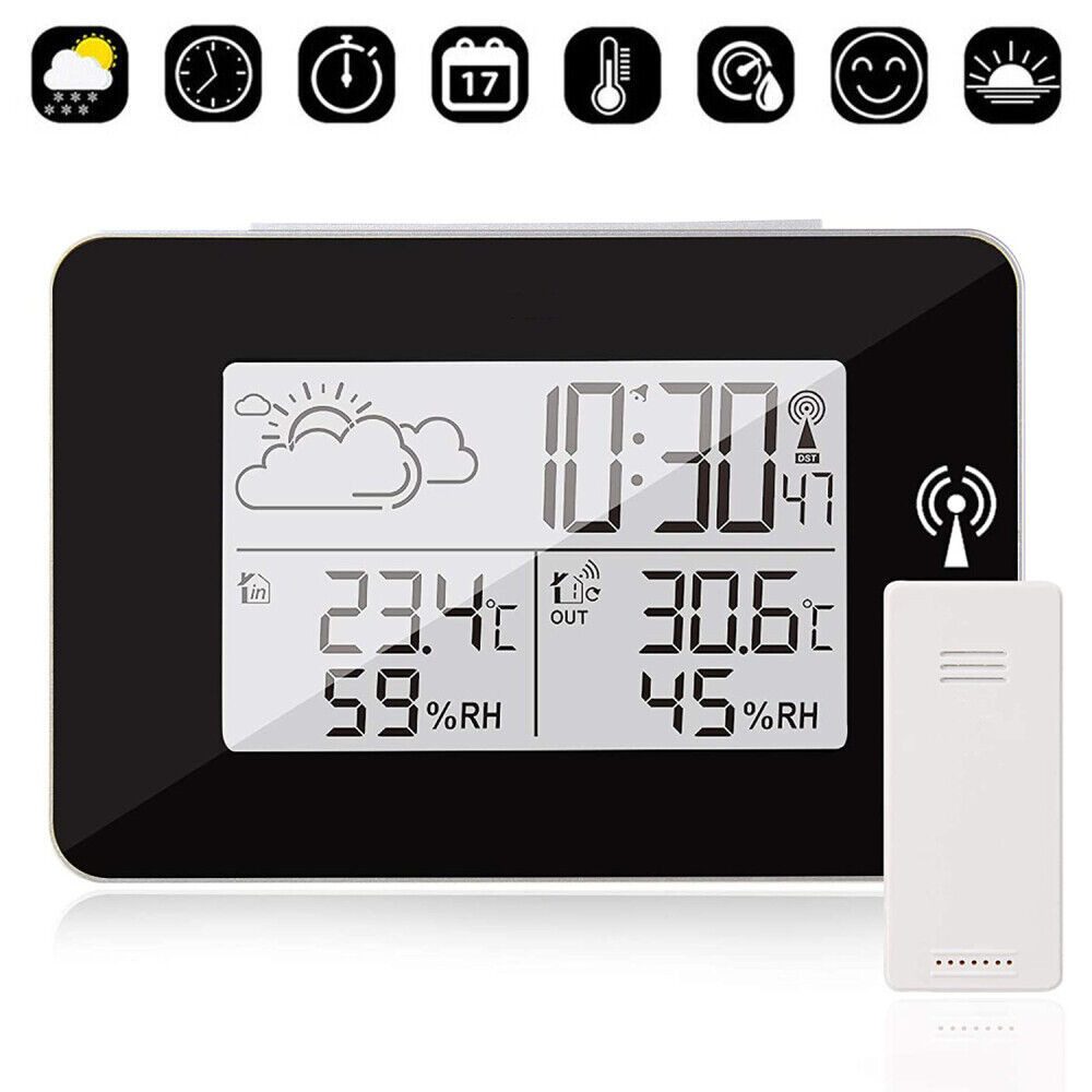 BlingBin Digitale LCD Wetterstation Wecker Temperatur Hygrometer Wetterstation (Hygrometer Wettervohersage mit Schlummerfunktion)
