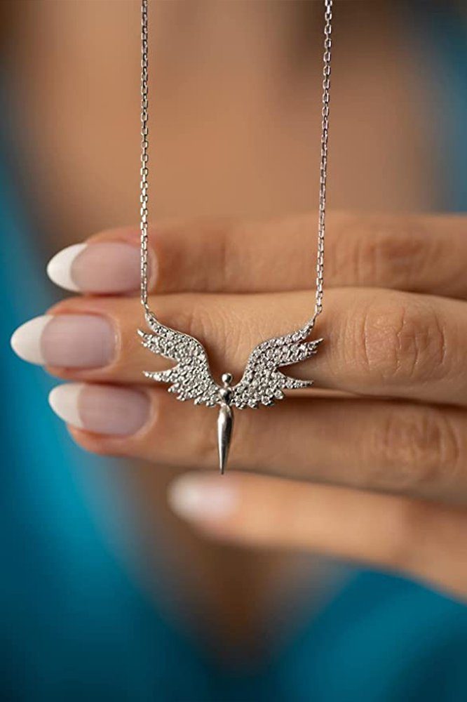 Einzelstück Kette mit Anhänger Schutzengel Halskette 925 Sterling Silber I günstig online kaufen