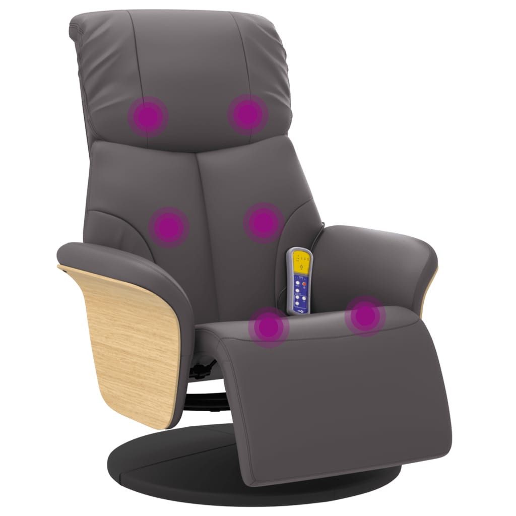 vidaXL Sessel Massagesessel mit Fußteil Grau Kunstleder (1-St)