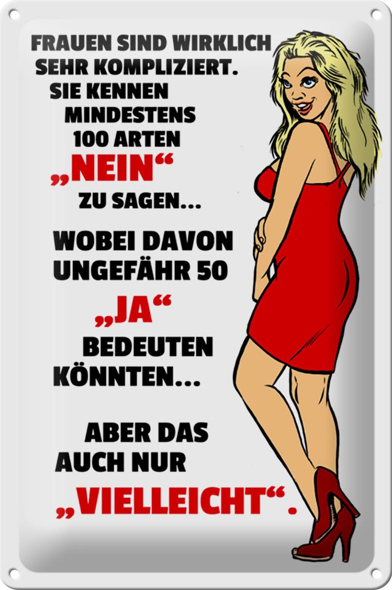 Metallschild Spruch 20x30cm Frauen kennen 100 Arten Nein sagen