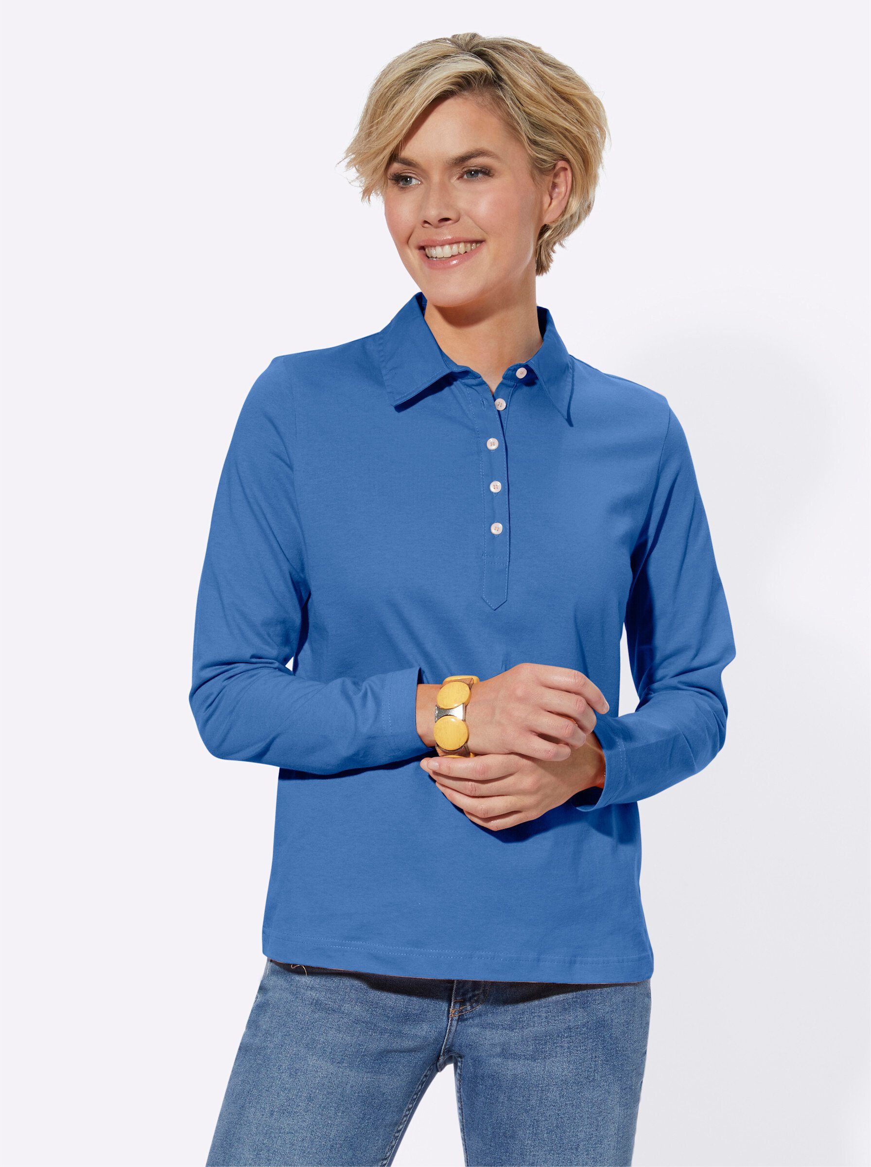 Casual Looks Langarm-Poloshirt "Poloshirt", (1 tlg.) günstig online kaufen