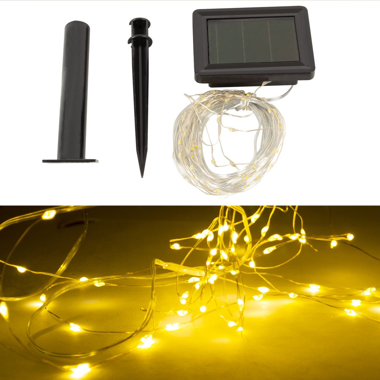 H&S Collection LED-Lichterkette Solar Lichterdraht 100 LEDs 5m Lichterkette mit 