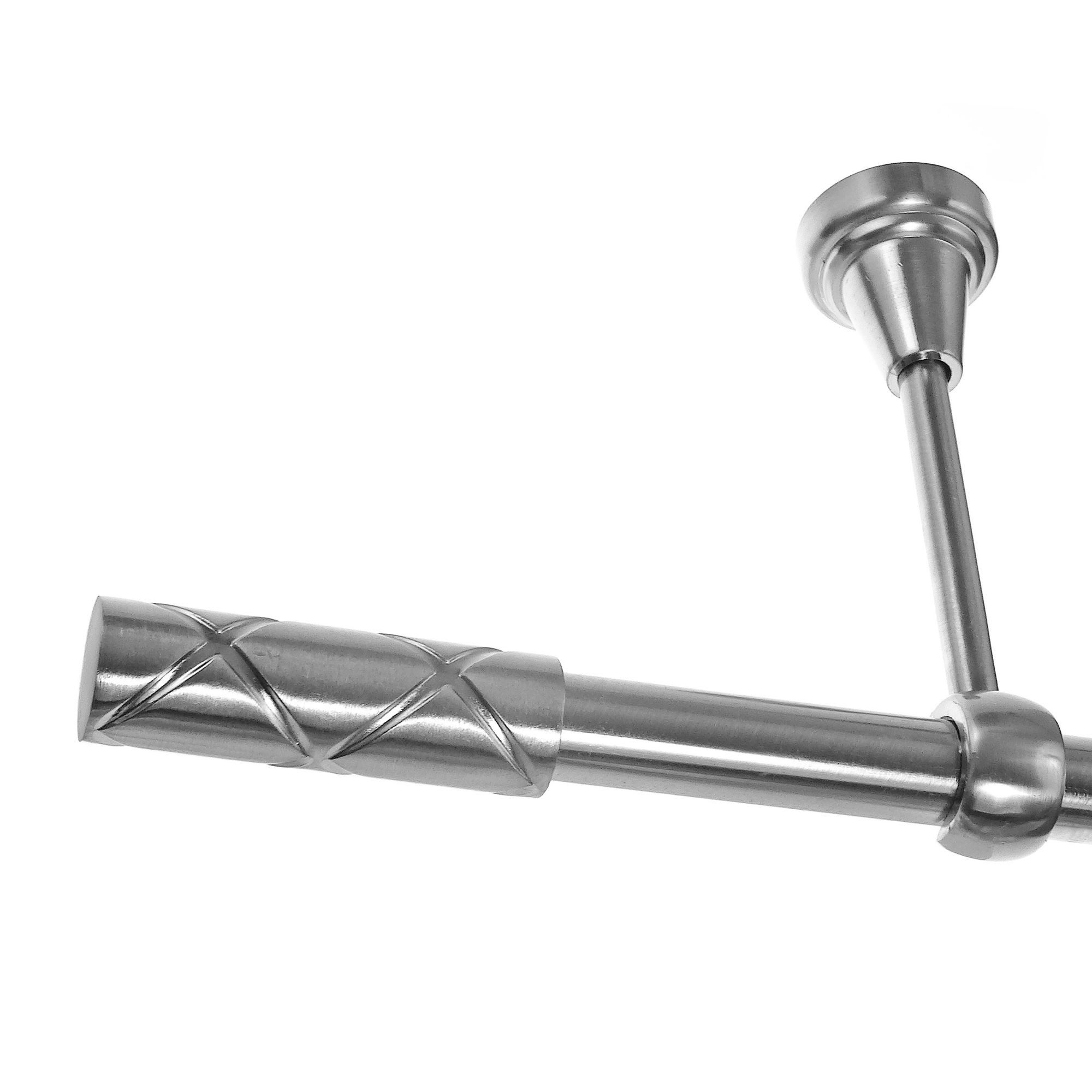 BASIT Gardinenstange Edelstahloptik 19mm mit Deckenträgern 320 cm E63, Ø 19 mm, 1-läufig, verschraubt, Metall, D18 320 cm E63 Zylinder Riffel