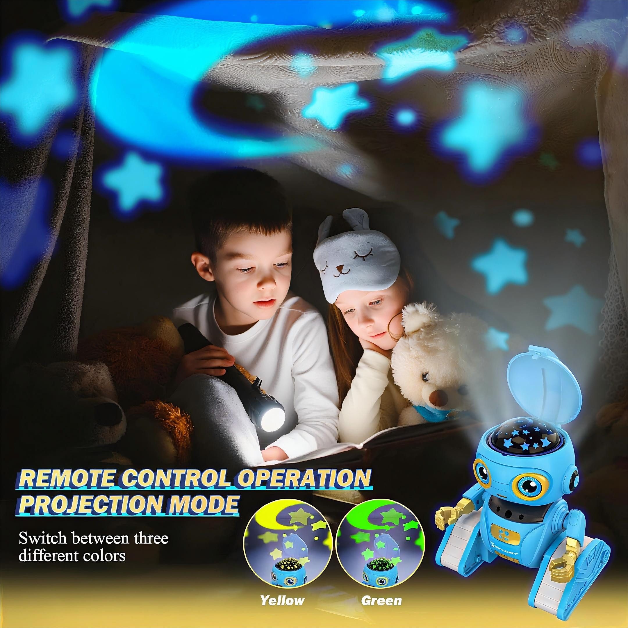 POPOLIC RC Robot, Rechargeable and Projectable Toy for Kids (1-piece, RC Robot with LED Eyes and Music, RC Toy with Gesture Sensor), for Boys and Girls Ages 3, 4, 5, 6, 7, 8, 9, and 10 (Blue)