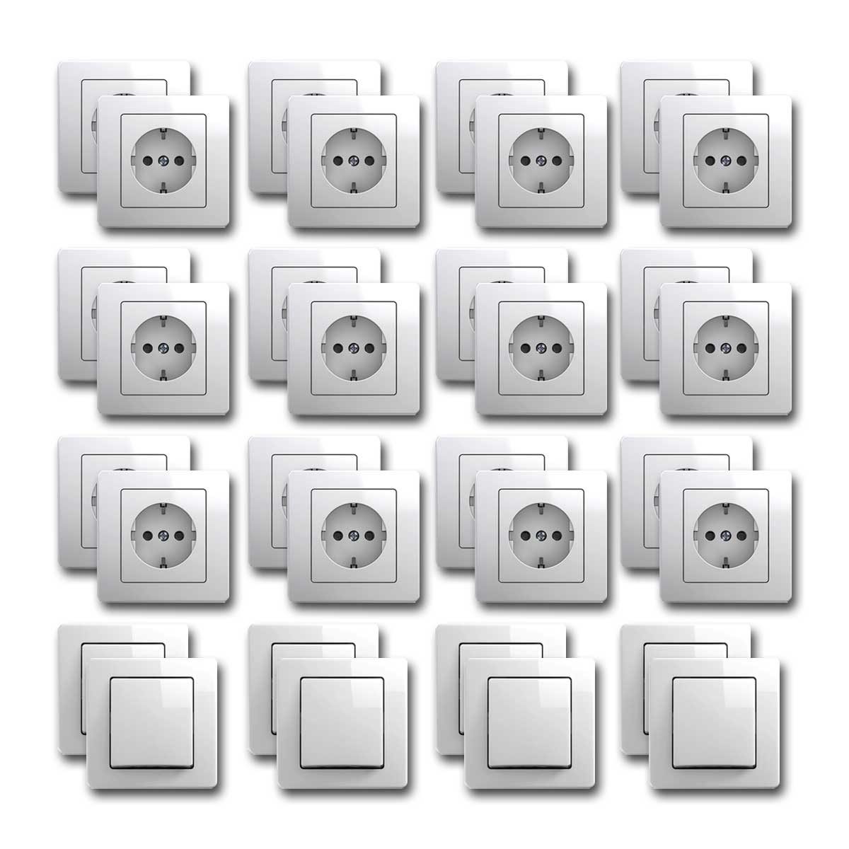 TEM EKONOMIK Starter-Kit, 32er Set 250V~/ 16A, UP, w Unterputzschalter