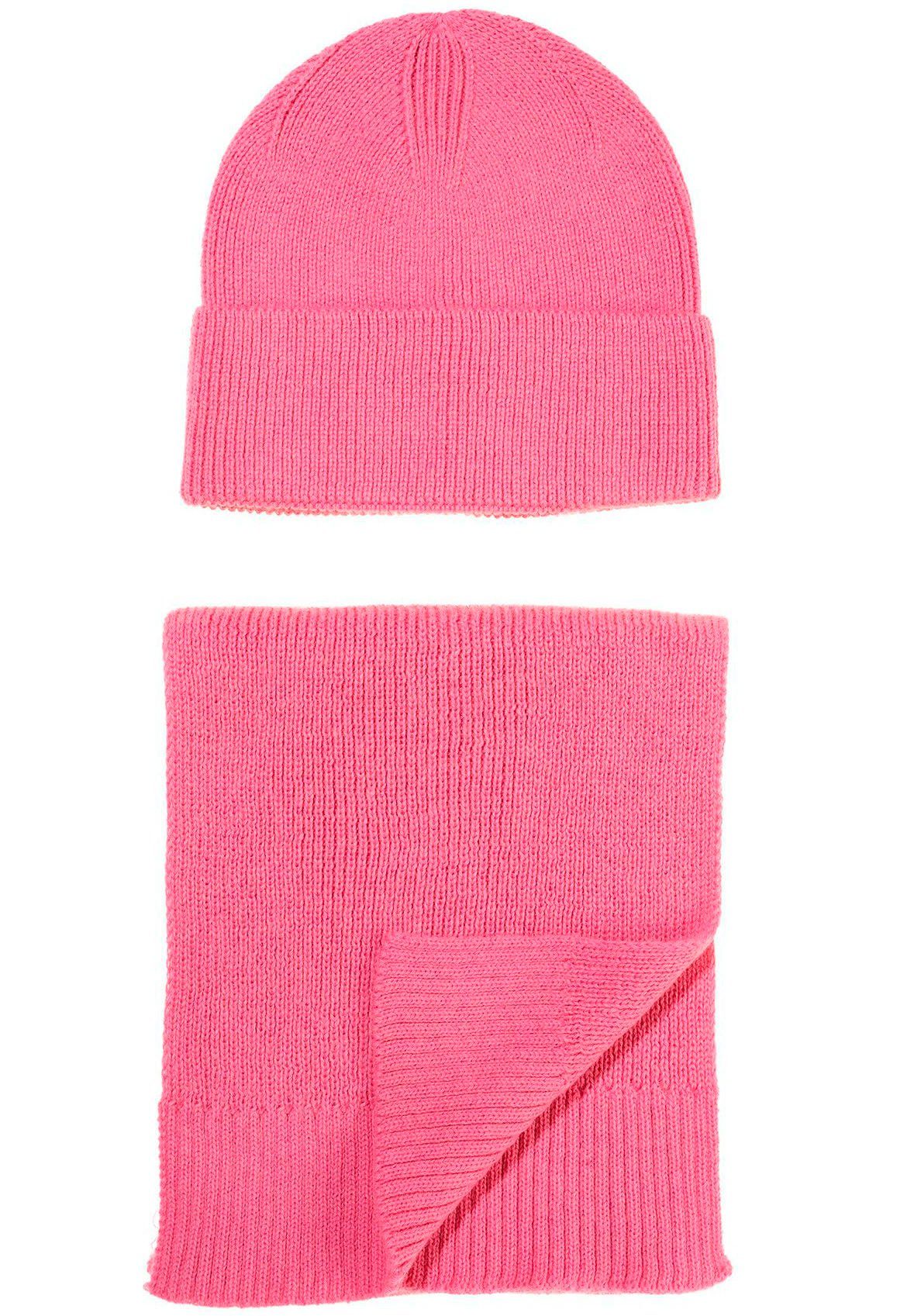 Geschenkbox, in Weihnachtsgeschenk 2-St), & Strickschal, Mütze (Set, pink Cinque Schal