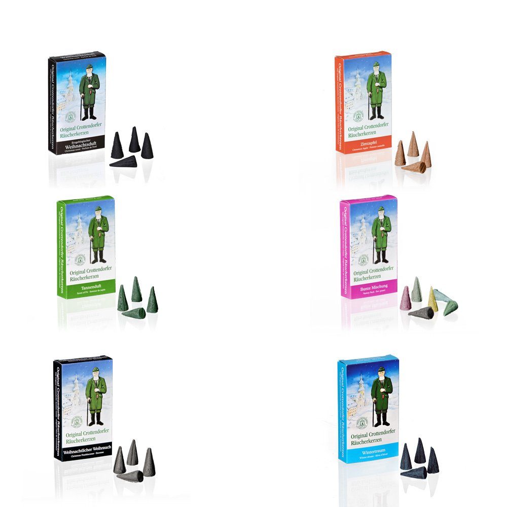Crottendorfer Duftkerze 6er Set Räucherkerzen mit 6 winterlichen Düften, Rä günstig online kaufen