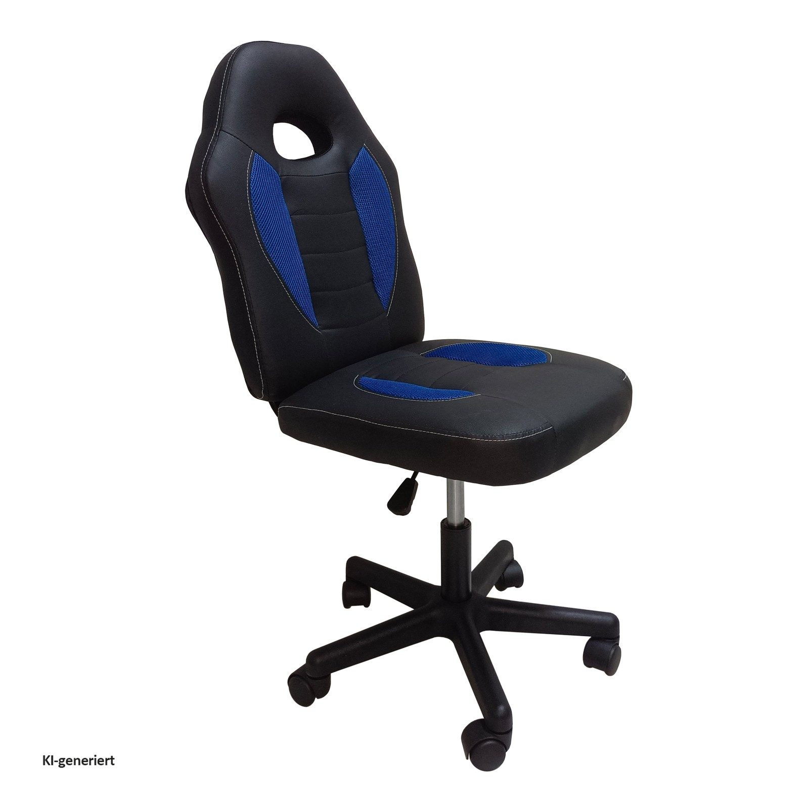 HTI-Living Schreibtischstuhl Schreibtischstuhl höhenverstellbar 360°-Drehfunktion Schwarz-Blau (1 Stück, 1 St), Kunstlederbezug – Bild 2 von 5