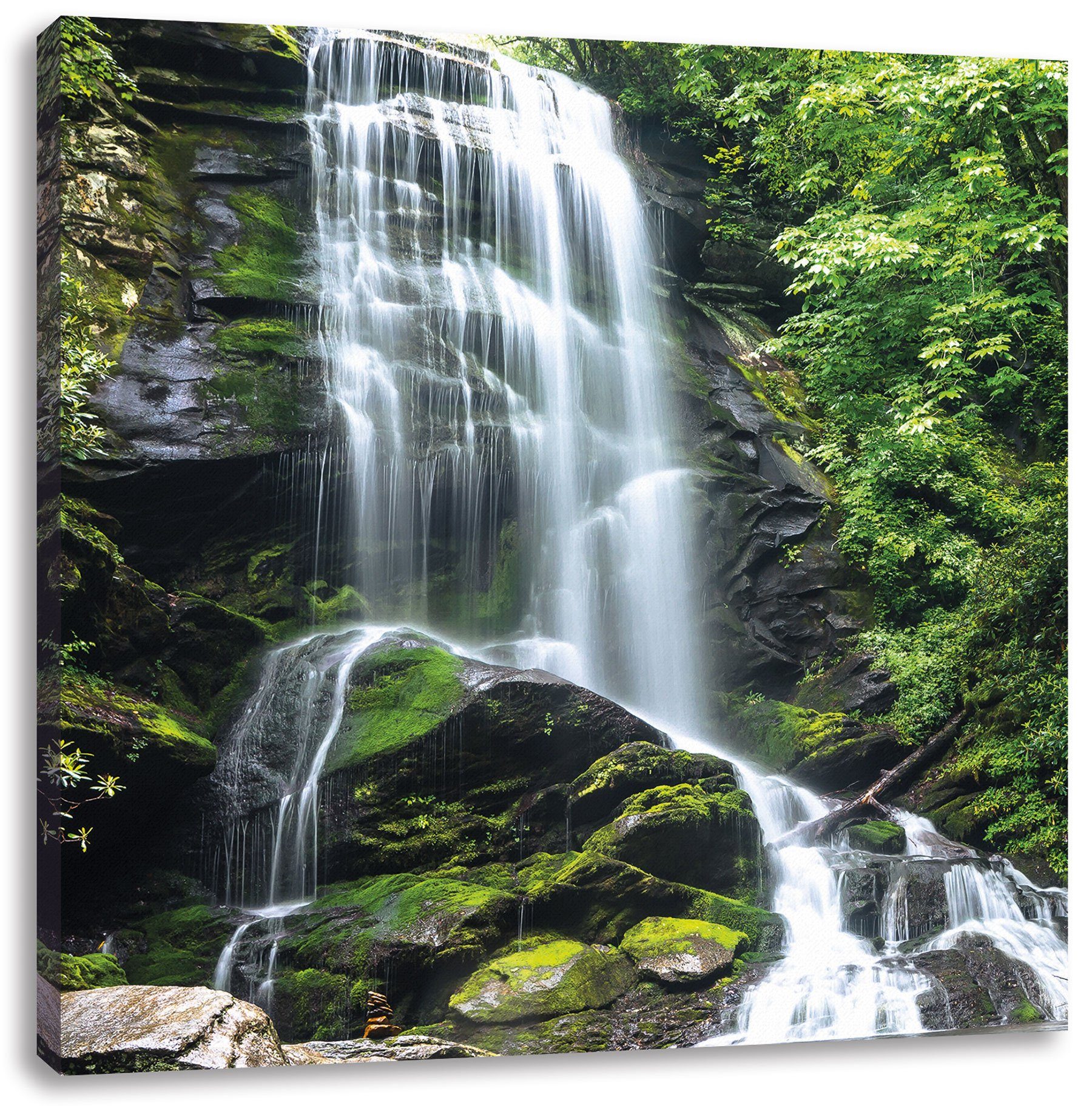 Pixxprint Leinwandbild Wasserfall, Wasserfall inkl. Leinwandbild bespannt, Zackenaufhänger (1 St), fertig