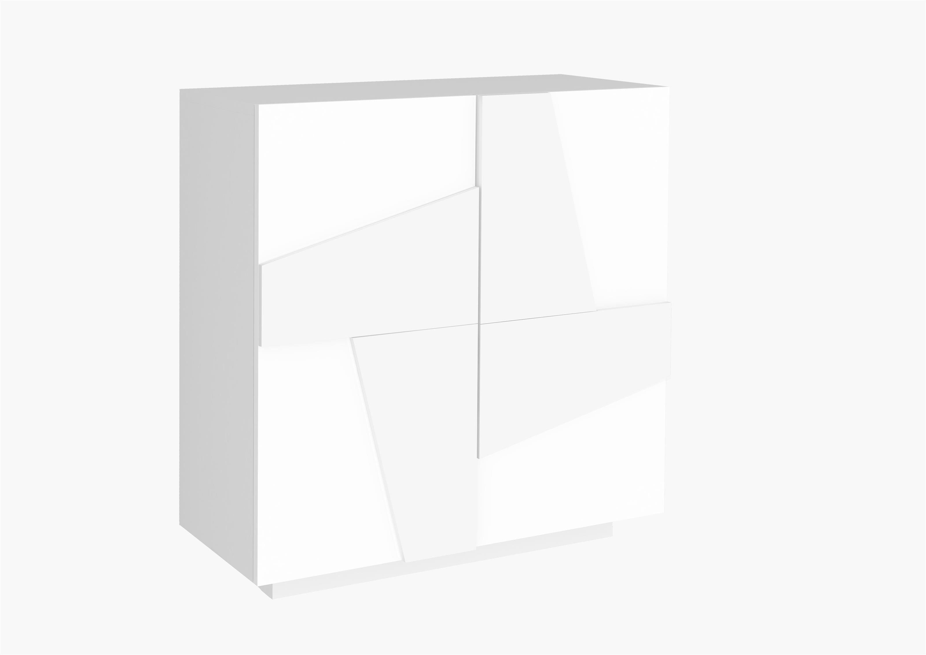 möbelando Schuhschrank Piacenza Moderner Schuhschrank aus Spanplatte in Weiß-Hochglanz mit 2 Holztüren und 3 Einlegeböden. Breite 81 cm, Höhe 86 cm, Tiefe 38 cm | Schuhschränke