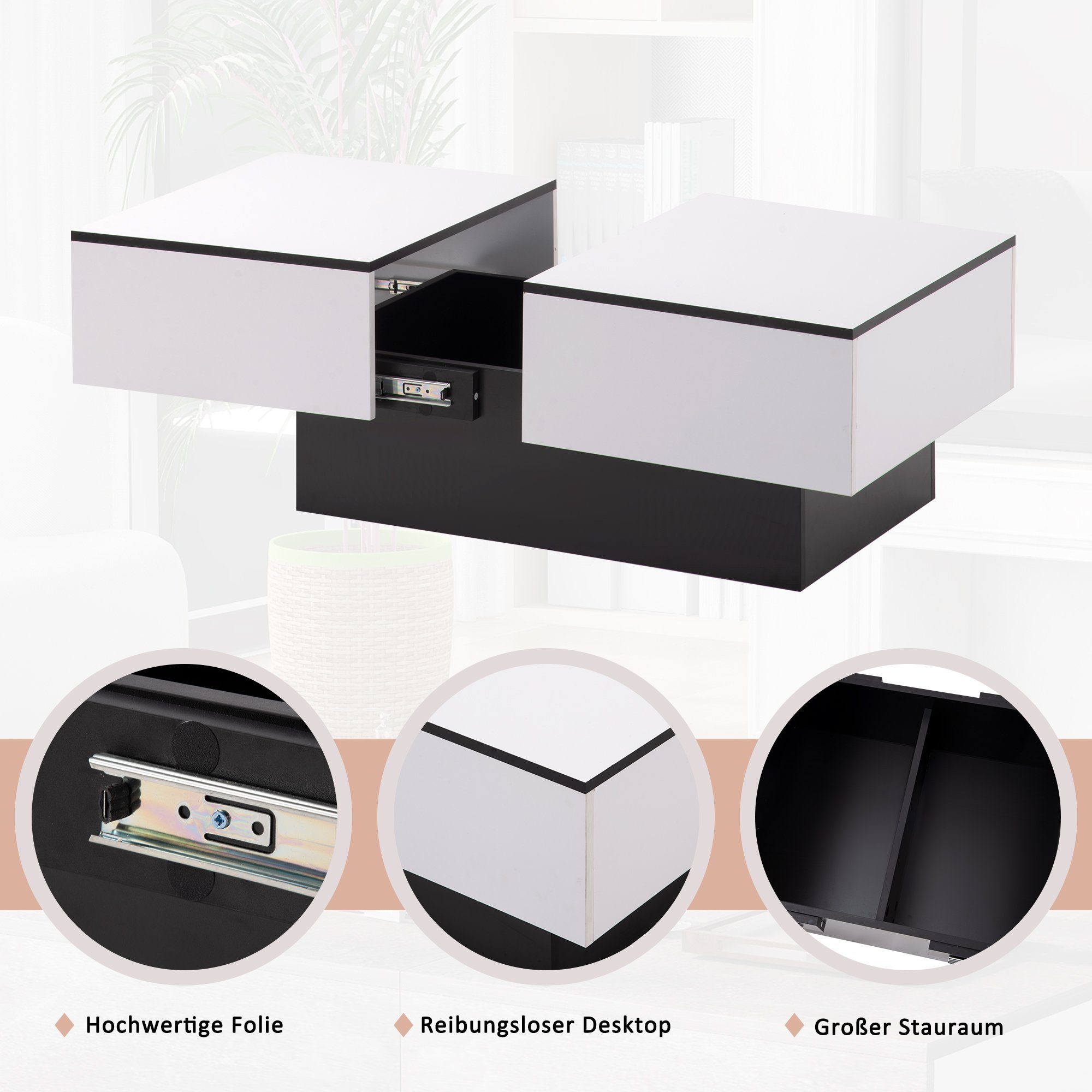 Merax Couchtisch mit Barfunktion, Wohnzimmertisch mit ausziehbarem Tischpla günstig online kaufen