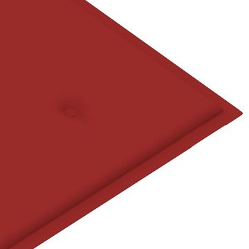 furnicato Gartenbank mit Roter Auflage 112 cm Massivholz Teak