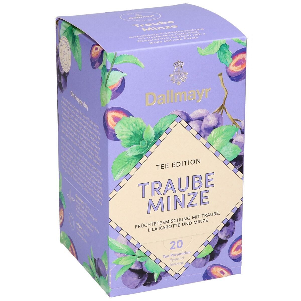 DALLMAYR Tee Traube Minze, 20 Aufgussbeutel, Früchteteemischung